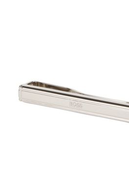 BOSS - Polished-metal logo tie clip and 