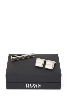 hugo boss cufflinks and tie clip set