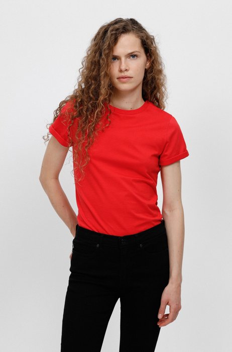 Slim-fit T-shirt in organic-cotton jersey, Red