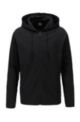 Zip-up hooded sweatshirt with rear botanical print, Black