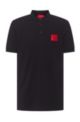 Poloshirt aus Baumwoll-Piqué mit Logo-Aufnäher, Schwarz