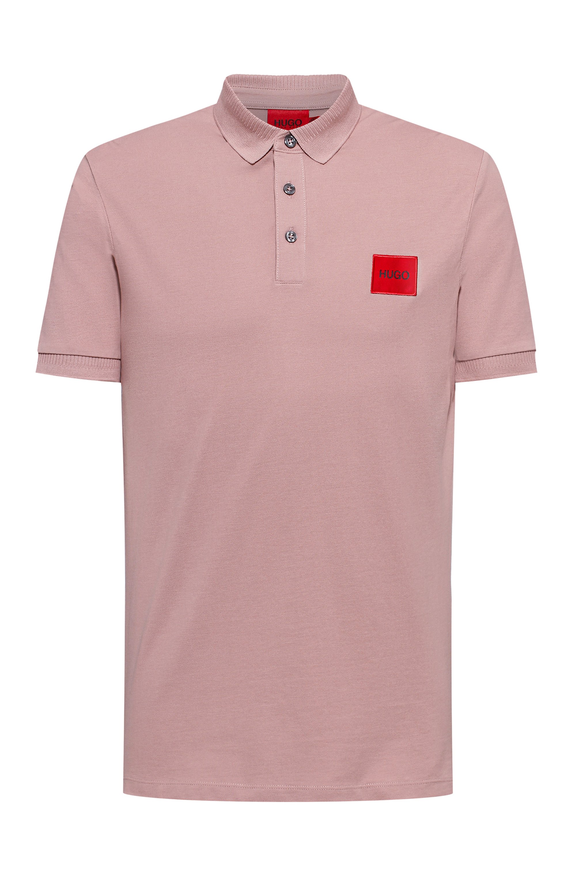 Slim-fit cotton-piqué polo shirt with logo patch, light pink