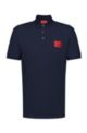 Slim-fit cotton-piqué polo shirt with logo patch, Dark Blue