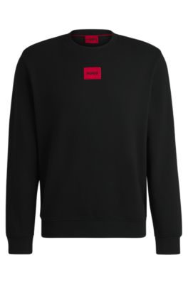 HUGO - Cotton-terry regular-fit sweatshirt with logo label
