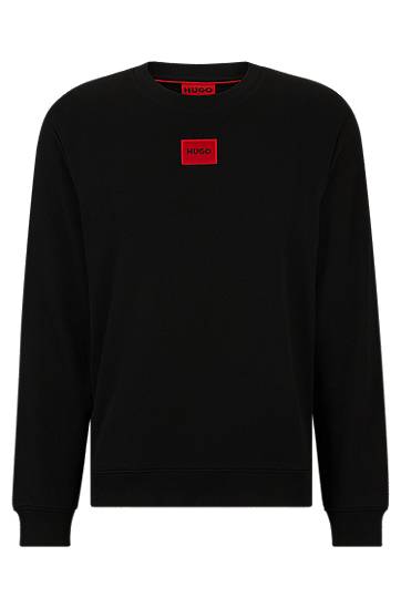 Cotton-terry regular-fit sweatshirt with logo label, Hugo boss