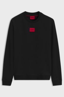 Sweatshirt i bomuldsfrott&eacute; med logoetiket, Sort