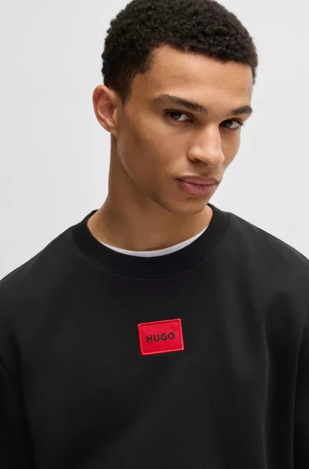 Cotton-terry regular-fit sweatshirt with logo label