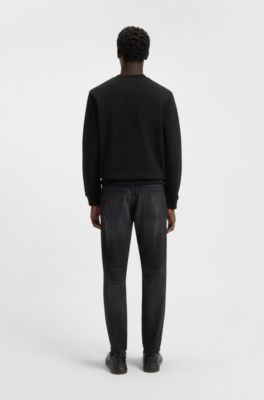 Cotton-terry sweatshirt with logo label, Black