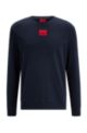 Kapuzen-Sweatshirt aus Baumwoll-Terry mit rotem Logo-Etikett, Dunkelblau