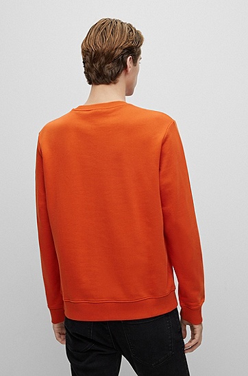 HUGO 雨果红色徽标标签棉质毛圈布运动衫,  801_Dark Orange
