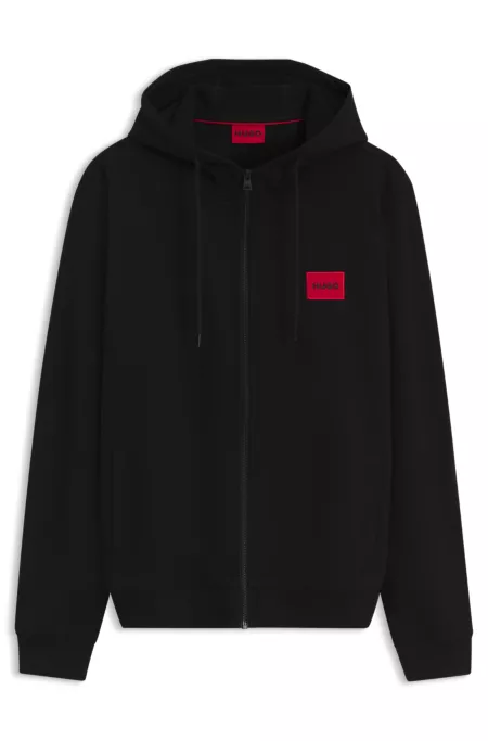 Cotton-terry zip-up hoodie with logo label