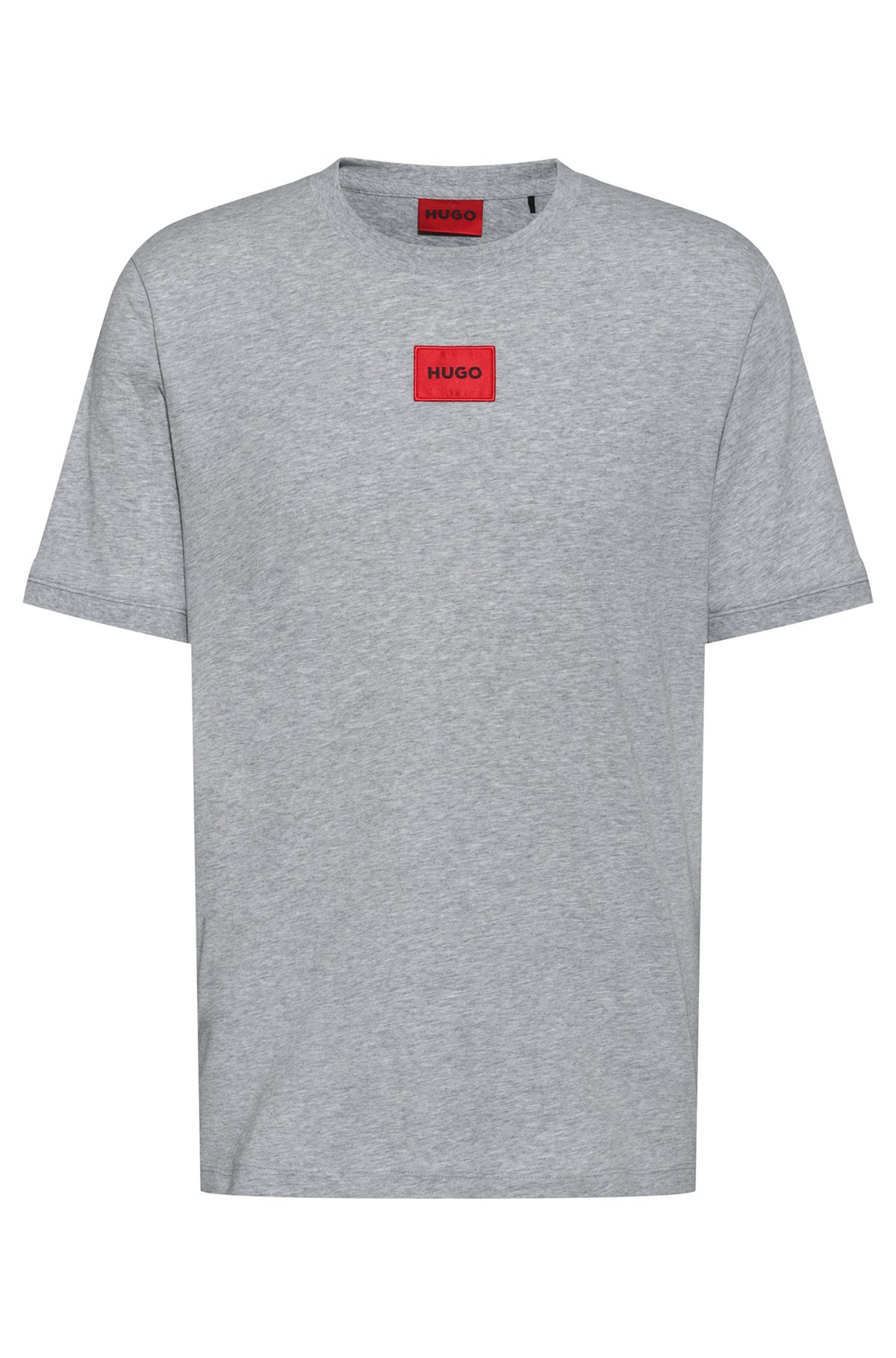HUGO - Regular-fit cotton T-shirt with red logo label