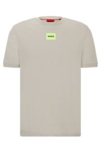 T-shirt in jersey di cotone con etichetta con logo, Grigio chiaro