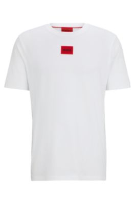 Wreed bericht besluiten HUGO - Regular-fit cotton T-shirt with red logo label