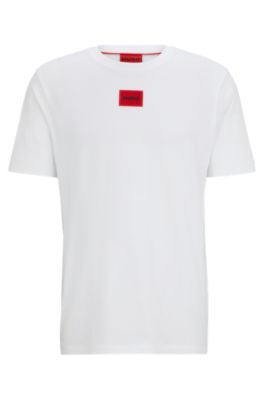 HUGO Cotton jersey T shirt with logo label