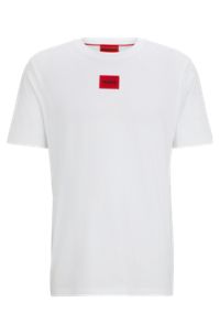 コットンジャージーTシャツ ロゴラベル, ホワイト