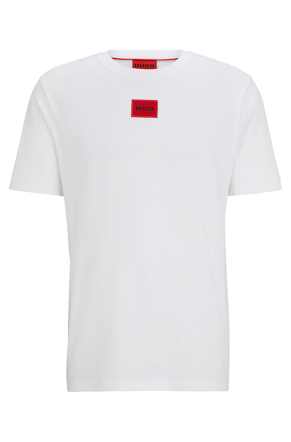 Hugo - Regular-Fit Cotton T-Shirt With Red Logo Label