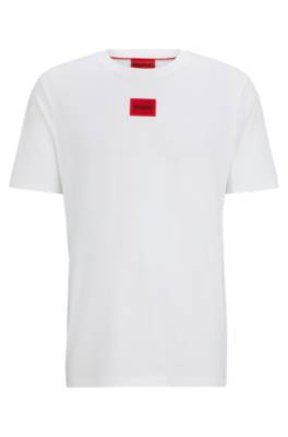 T-shirt Regular Fit en coton avec étiquette logo rouge