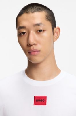 Cotton-jersey T-shirt with logo label, White