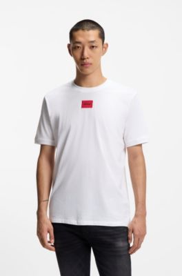 Cotton-jersey T-shirt with logo label, White