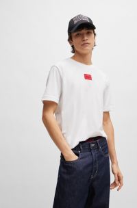 Cotton-jersey T-shirt with logo label, White