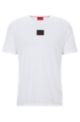 Regular-fit cotton T-shirt with red logo label, White