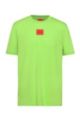 Regular-fit cotton T-shirt with red logo label, Green