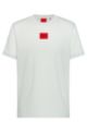 Regular-fit cotton T-shirt with red logo label, Light Green
