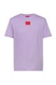 Camiseta regular fit de algodón con etiqueta con logo roja, Luz púrpura