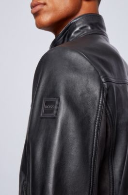 hugo boss men leather jacket