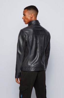 black leather jacket hugo boss