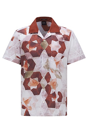 新季印花常规版型棉质衬衫,  223_Rust/Copper