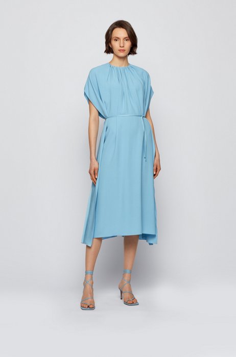 Kimono-sleeve dress in satin-back crepe, Light Blue