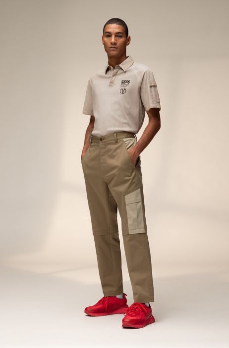 Hugo ユニセックス ポロシャツ コットン シェブロンプリントロゴ