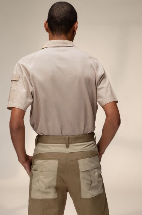 Hugo ユニセックス ポロシャツ コットン シェブロンプリントロゴ