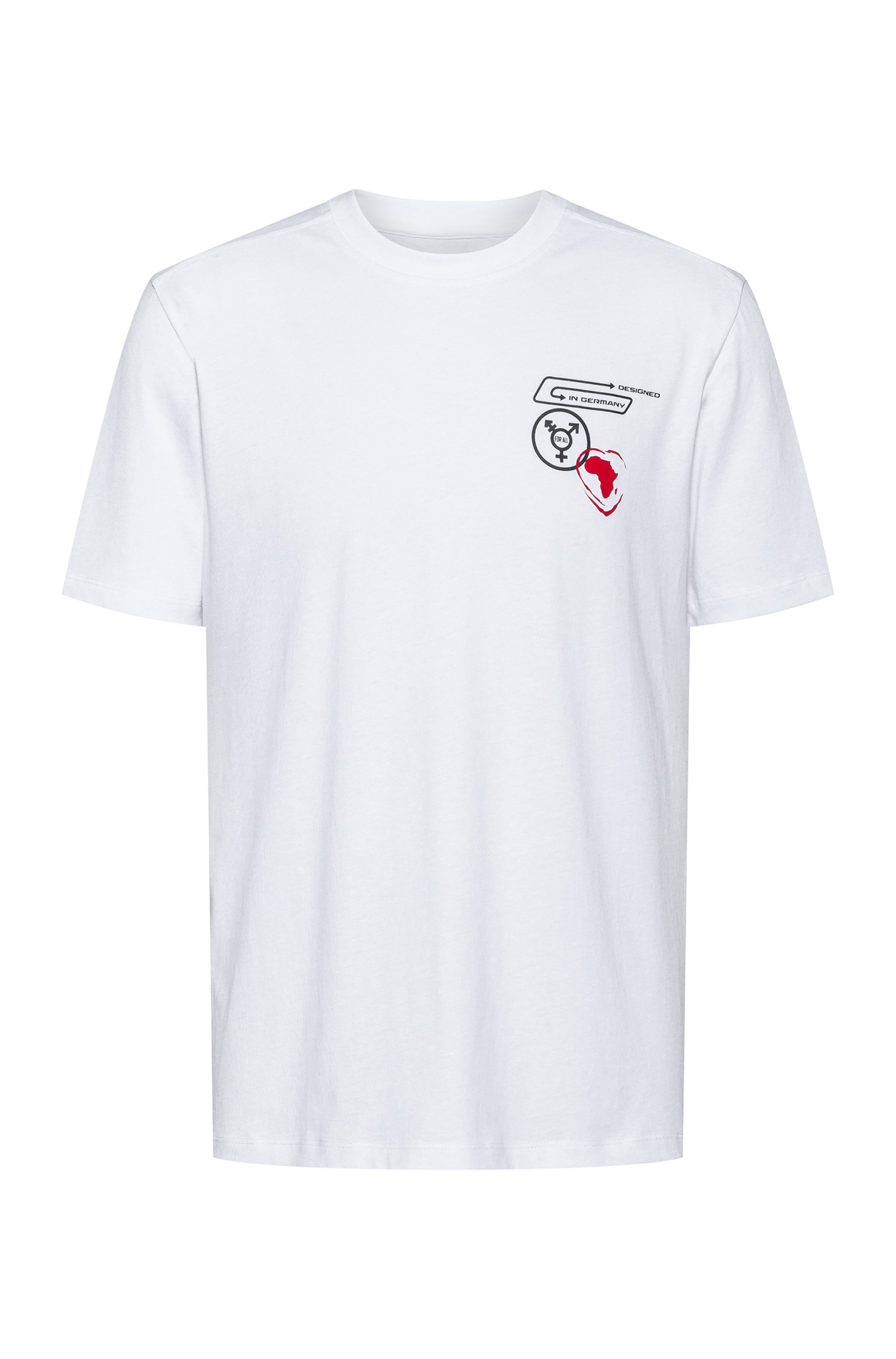 Uniseks T-shirt van katoen met planeetthema, Wit