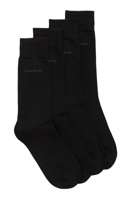 Mittelhohe Socken aus elastischem Baumwoll-Mix im Zweier-Pack, Schwarz