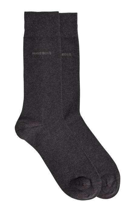 Mittelhohe Socken aus elastischem Baumwoll-Mix im Zweier-Pack, Dunkelgrau
