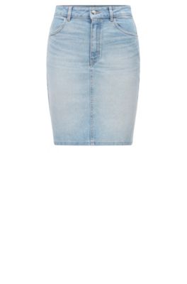 High-waisted mini skirt in light-blue 