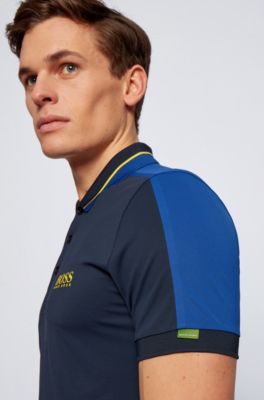 BOSS Stretchpiqué slimfit polo shirt with striped collar