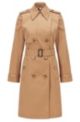 Belted trench coat in water-repellent twill, Beige