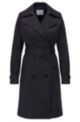 Belted trench coat in water-repellent twill, Dark Blue