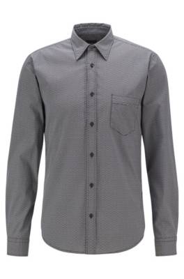 Chemise Slim Fit en coton mélangé à imprimé géométrique