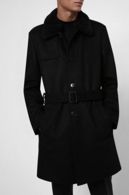 HUGO - Wool-blend slim-fit trench coat 