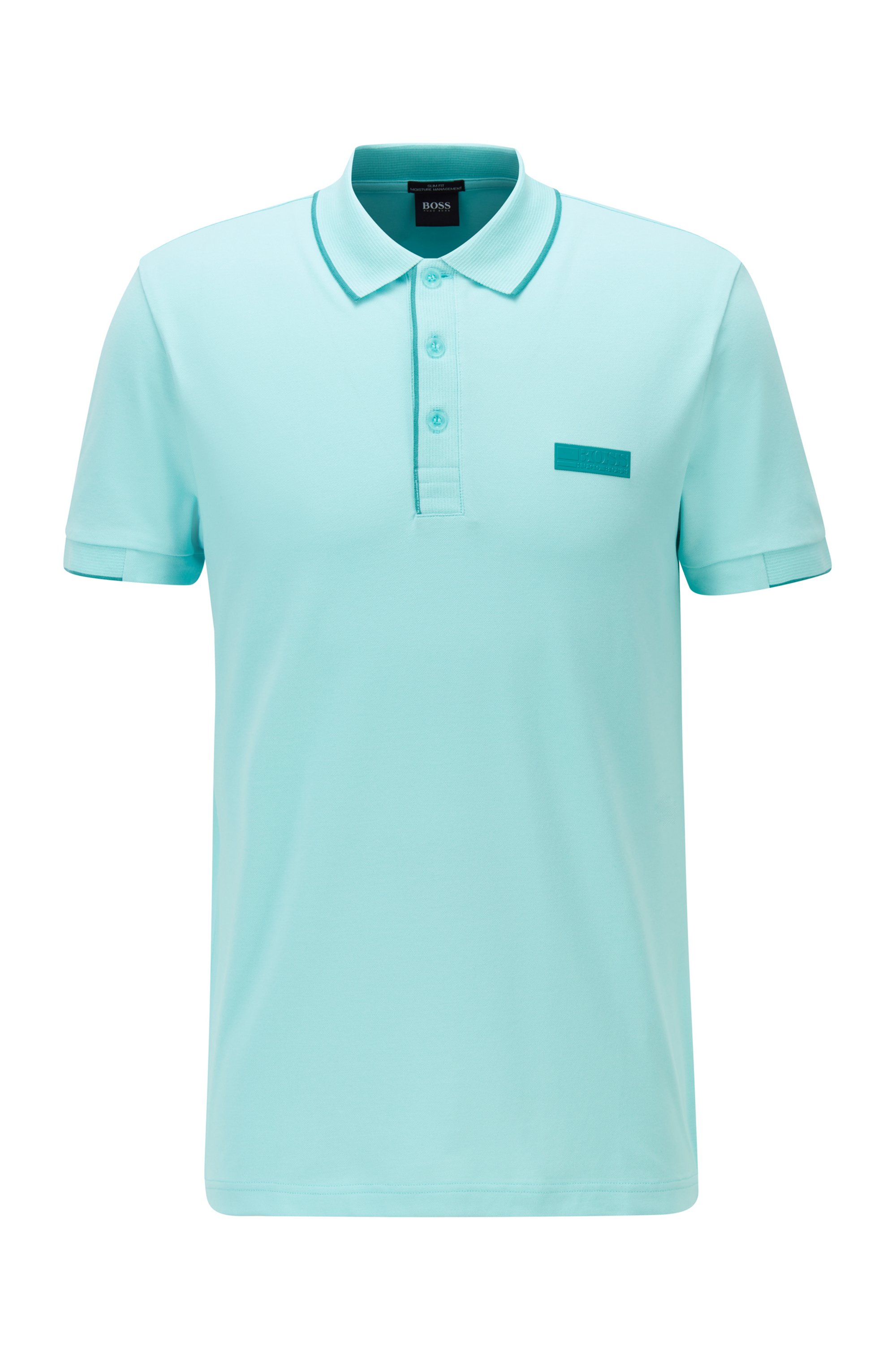 Slim-fit polo shirt in S.Café® fabric, Light Blue