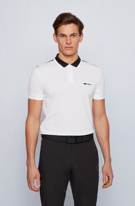 BOSS - Contrast-collar polo shirt in REFIBRA™ piqué