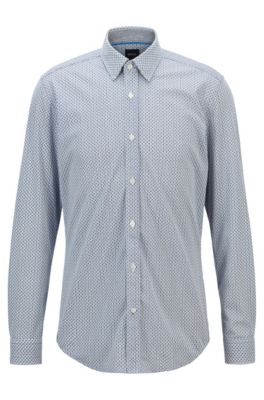 BOSS Regularfit shirt in patterned flexweave fabric