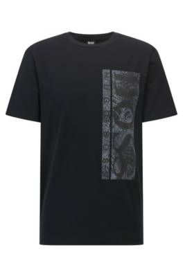 T-shirt en coton stretch à logo végétal artistique