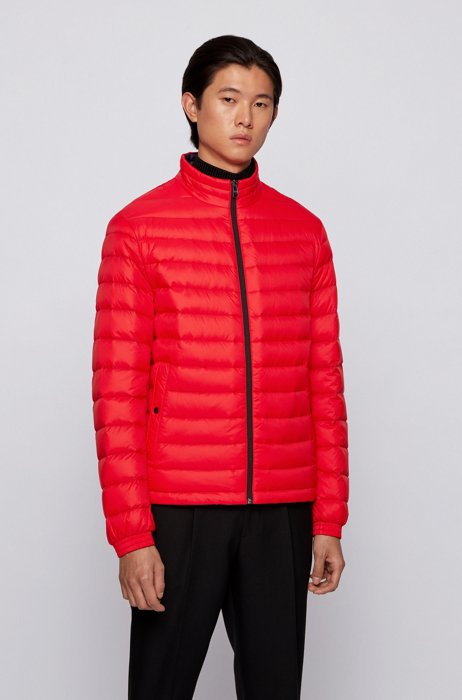 Packable down jacket in water-repellent canvas, Red