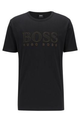 BOSS - Slim-fit T-shirt in cotton with 